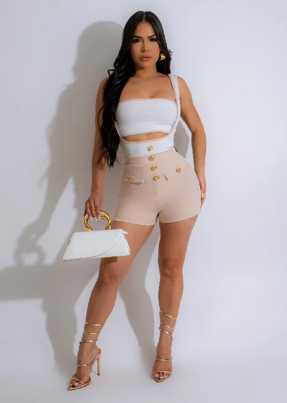 Bold Contrast Romper Set Nude