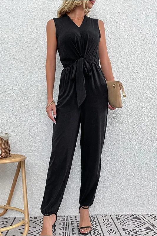 SLEEVELESS V NECK SLIM JUMPSUIT