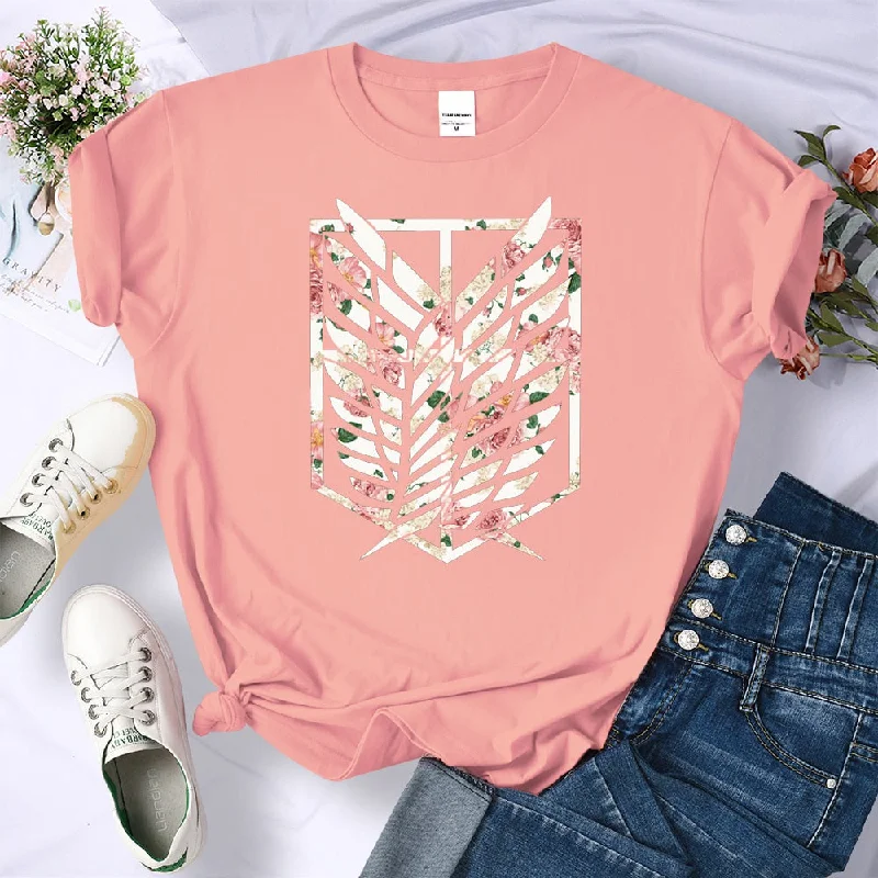 Amy Fashion - Crew Neck Fashion Print T-shirt