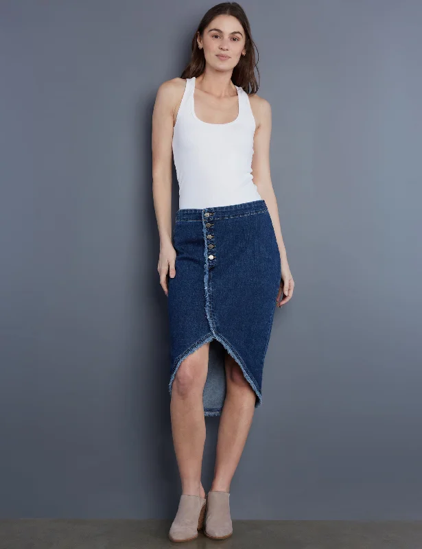 Denim Button Wrap Skirt