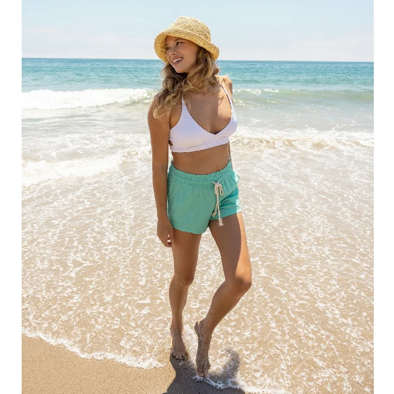 Drawstring Linen Shorts - Aqua