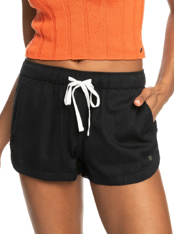 New Impossible Love Elastic Waist Shorts - True Black