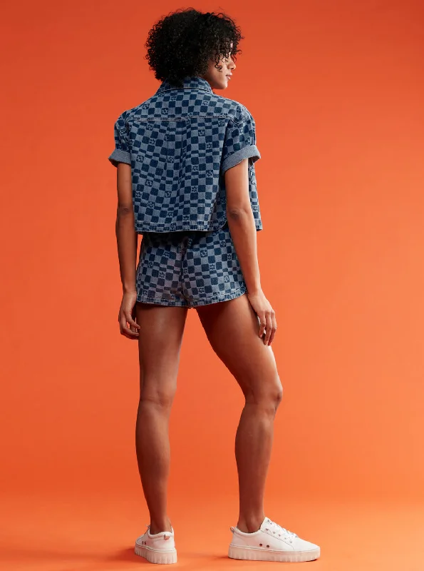 New Impossible Printed Denim Shorts - Mood Indigo Sol Power