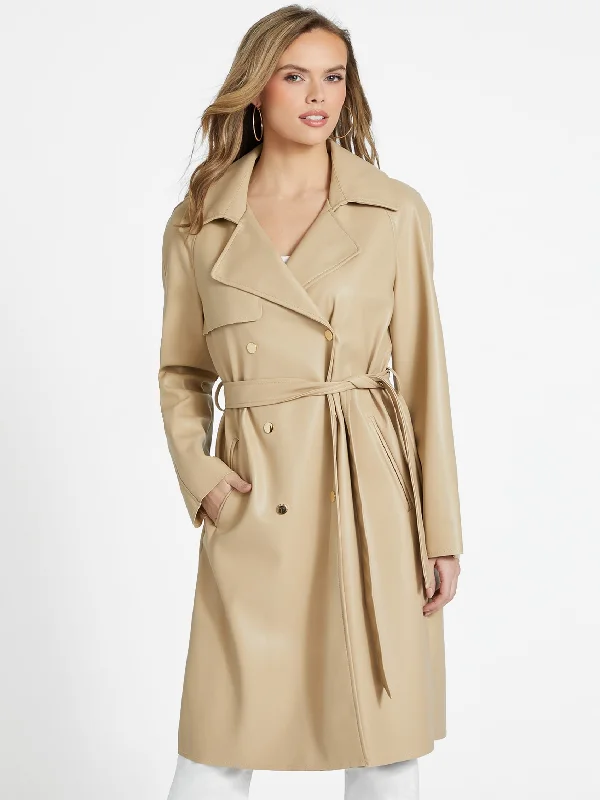 Rosalyn Faux-Leather Trench Coat