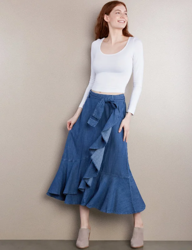 Ruffle Wrap Maxi Skirt