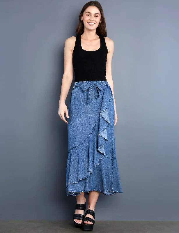 Ruffle Wrap Maxi Skirt