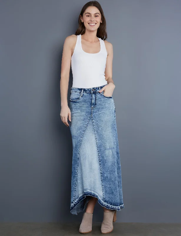 Selma Pieced Denim Maxi Skirt