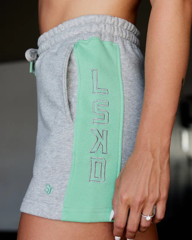 Tenacity Lounge Shorts - Light Grey Marl-Ice Green