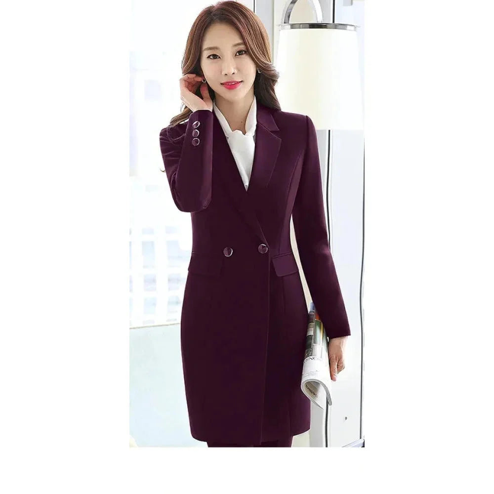 Women's Burgundy Winter Formal Notched Collar Single Breasted Blazer