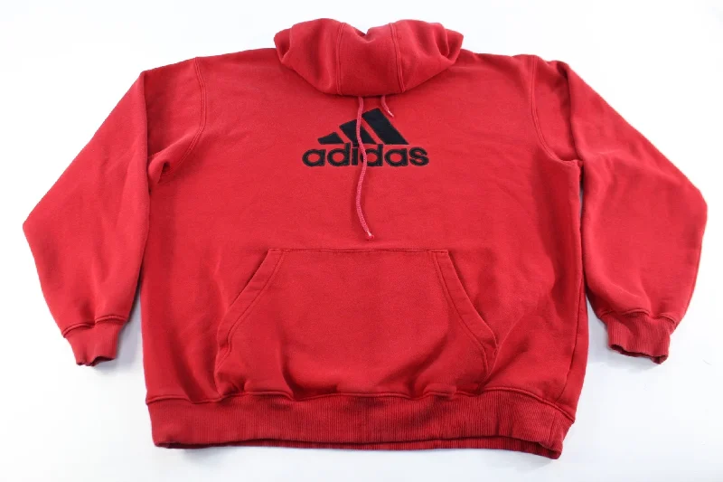 Adidas Embroidered Red Pullover Hoodie