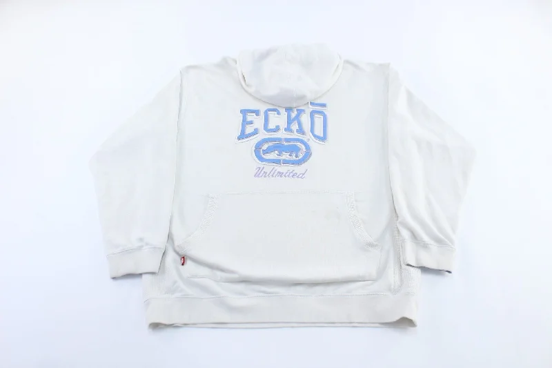 Ecko Unltd. Embroidered White Pullover Hoodie