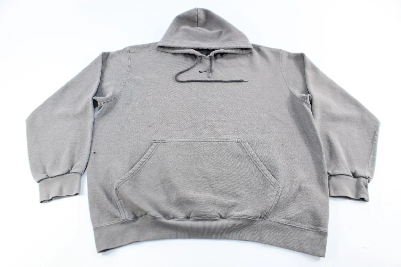 Nike Embroidered Center Swoosh Grey Pullover Hoodie