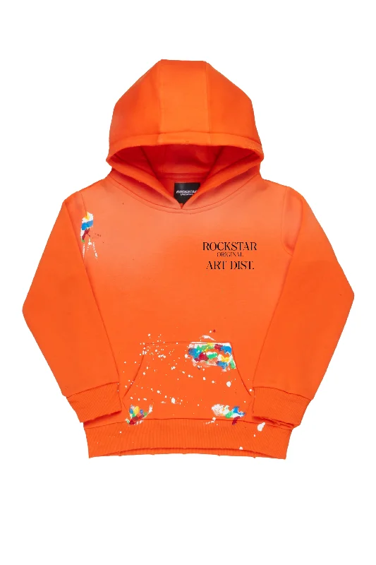 Boys Rockstar Art Dist. Orange Graphic Hoodie