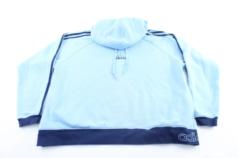 Women's Adidas Embroidered Logo Blue Striped Pullover Hoodie