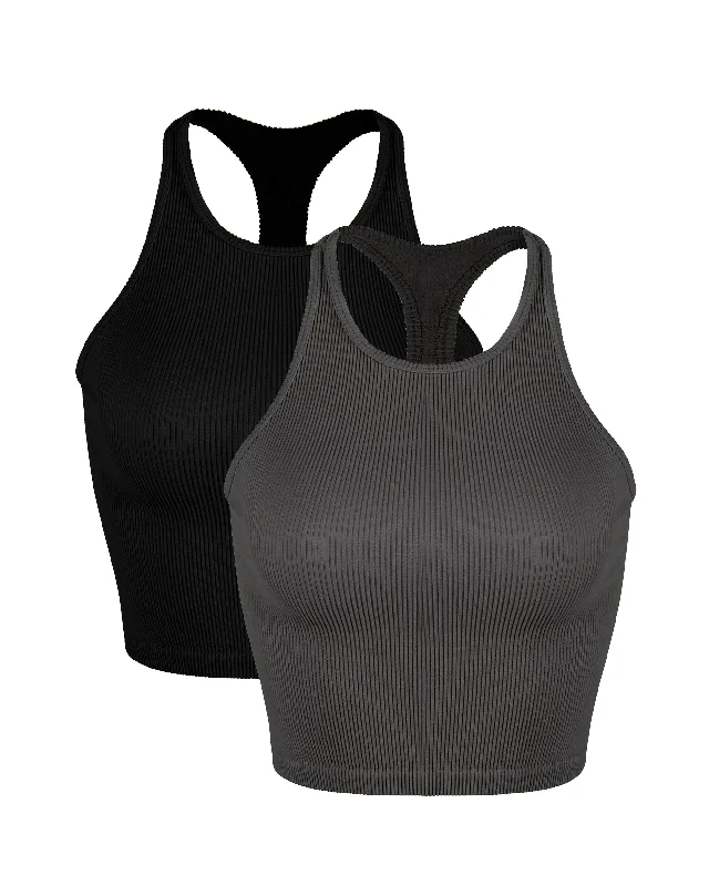 2 Pack Seamless Racerback Crop Tops