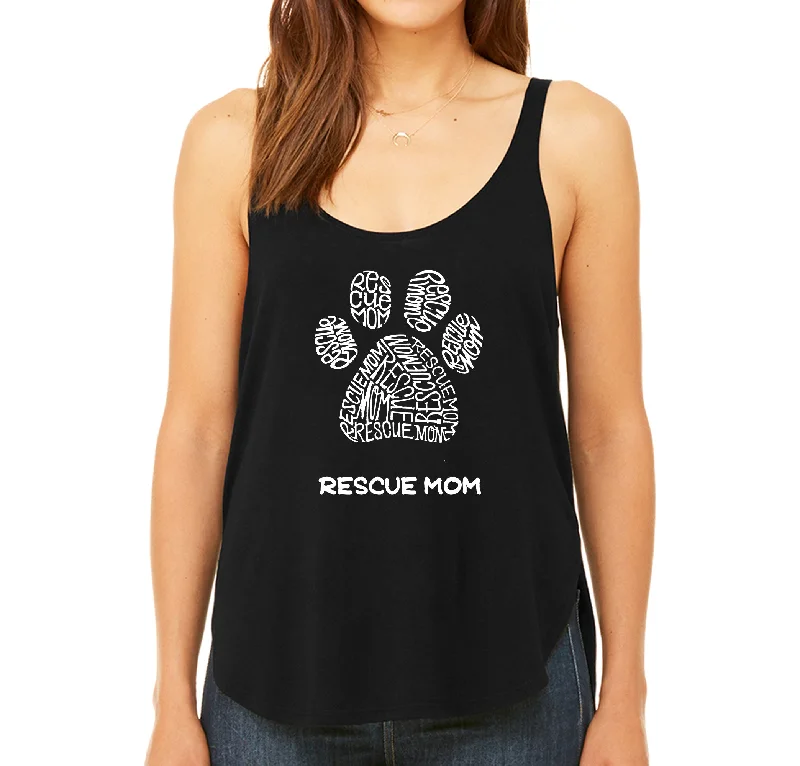 Rescue Mom  - Women's Premium Word Art Flowy Tank Top